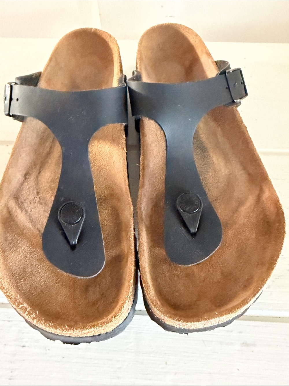 Birkenstock Gizeh Black Birko-Flor Thong Sandal Size 38 EU US 7-7.5 Gently Used - Picture 4 of 14